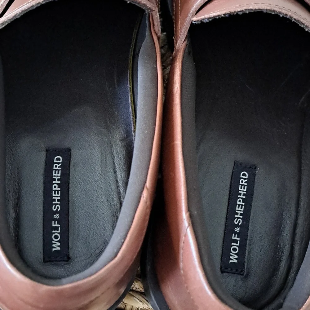 Wolf & Shepherd Mens Closer Saddle Brown Leather Luxury Dress Loafers 10‎